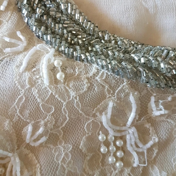 Forever New Beaded Jewel Flower Jacket Coat Blouse Longsleeve Top Cream White - Picture 3 of 3